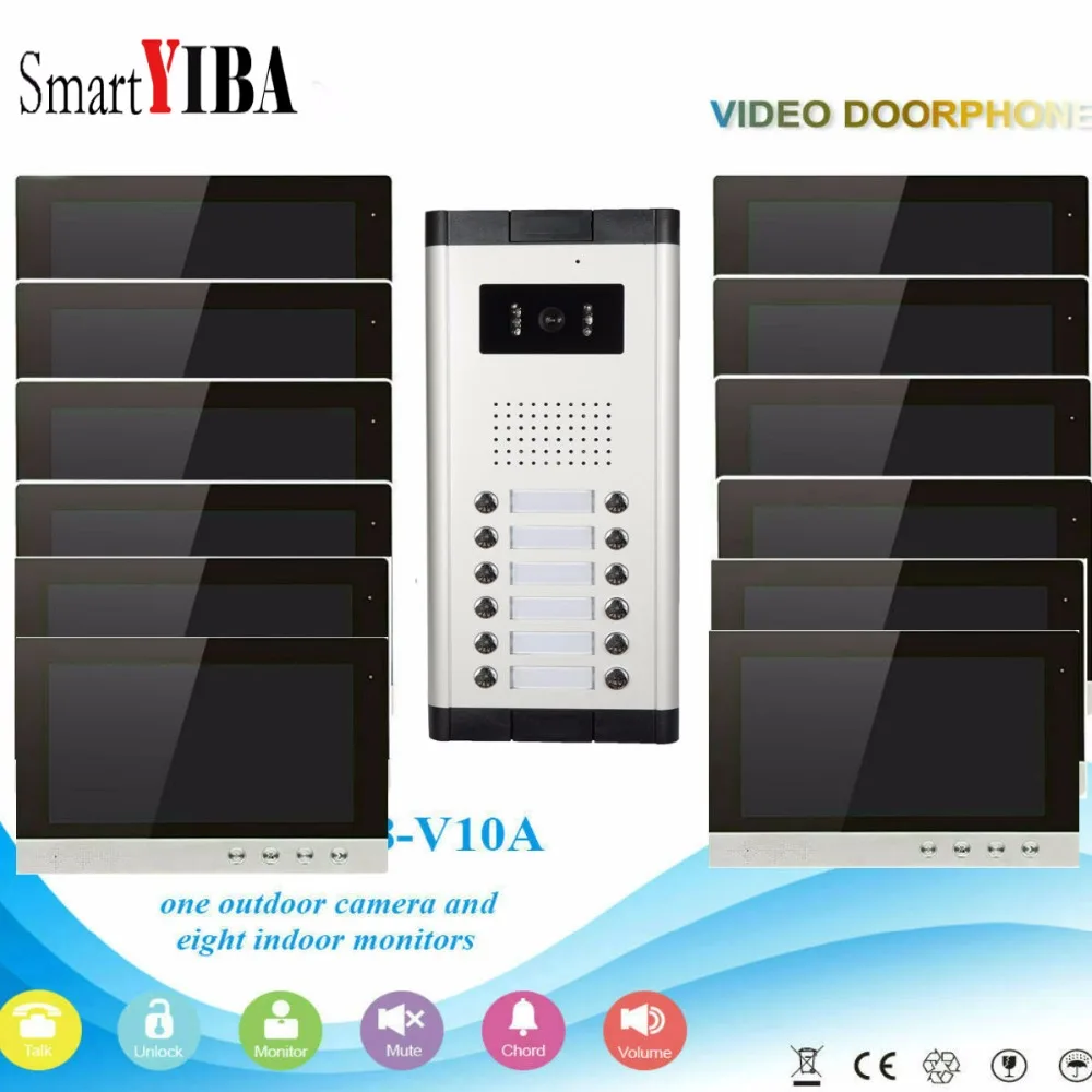 Домашний видеодомофон SmartYIBA для 12 квартир домофон 10 &quotцветной монитор помещения