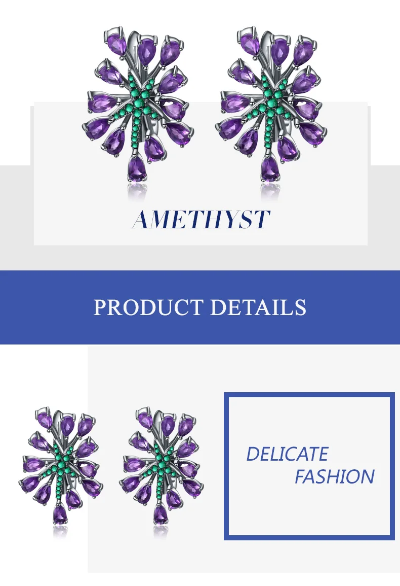 GEM'S BALLET, 925 пробы, серебряные, готические, фиолетовые, тонкие клипсы, 4.69Ct, натуральный аметистовый драгоченный камень, серьги для женщин, подарок