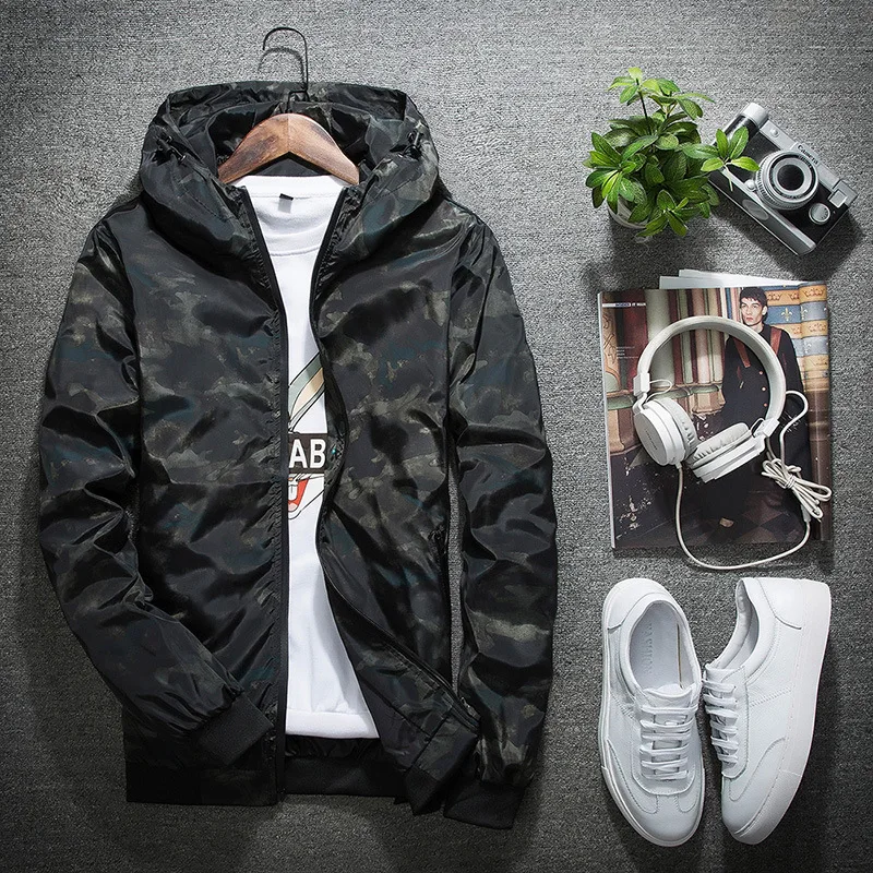 Мужская ветровка YuWaiJiaRen в стиле хип хоп с капюшоном зеленого цвета|coat army|mens bomber