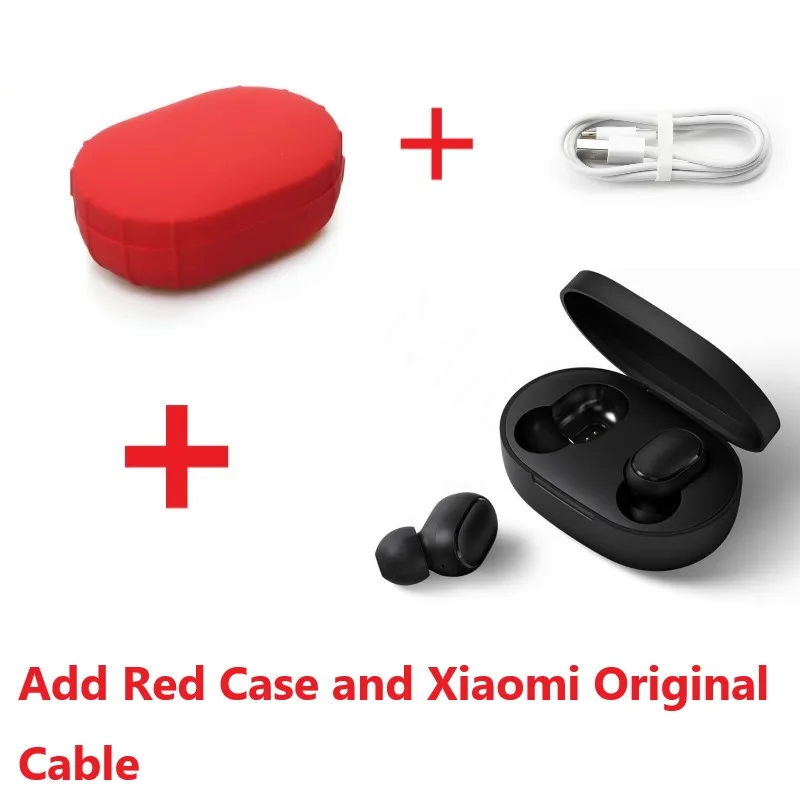 Xiaomi Redmi AirDots True Беспроводные bluetooth 5,0 наушники DSP активная шумоподавление гарнитура с микрофоном наушники - Цвет: Red Add Cable Set4