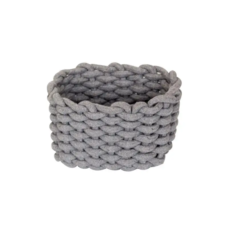 Grey S Handmade Cotton Rope Storage Basket Nordic Style Desktop Sundries Finishing Box Natural Fabric Laundry Toys Small Organizer Box - Цвет: Grey S
