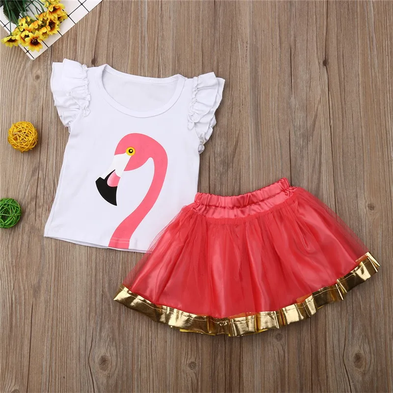 Emmababy Newborn Baby Girls Clothes Cute Swan Cartoon Tops T-Shirt +Tutu Skirt Bebe girl Clothing sets Outfits 1-5Y | Детская одежда и