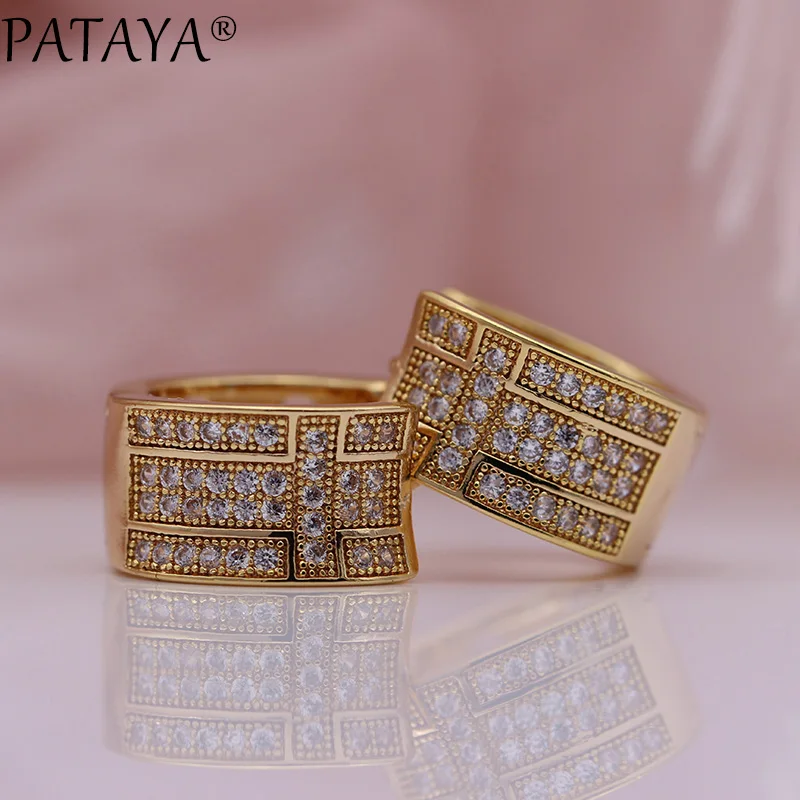 PATAYA, новинка, роскошные свадебные серьги, женские модные вечерние ювелирные изделия, 585, розовое золото, белый, микро воск, инкрустация, натуральный циркон, свисающие серьги