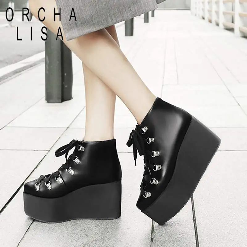Из коллекции ORCHA LISA кожаная обувь Женские ботильоны Ботинки на платформе в