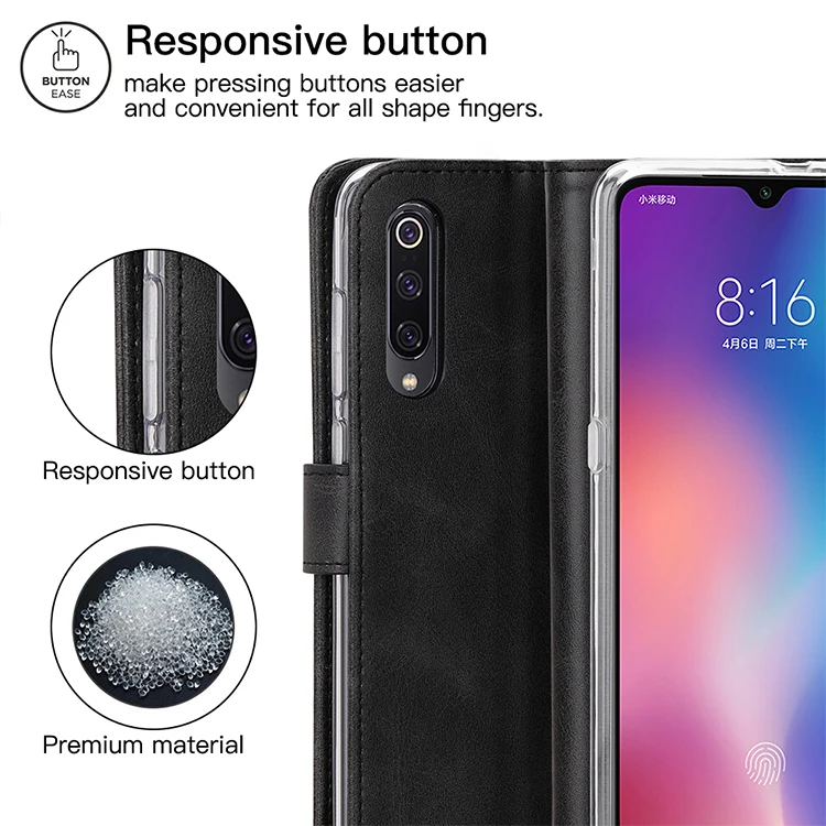 Чехол из натуральной кожи для Xiaomi 9 9SE чехол-книжка для Redmi Note7 Pocophone F1 держатель для карт Простая подставка чехол