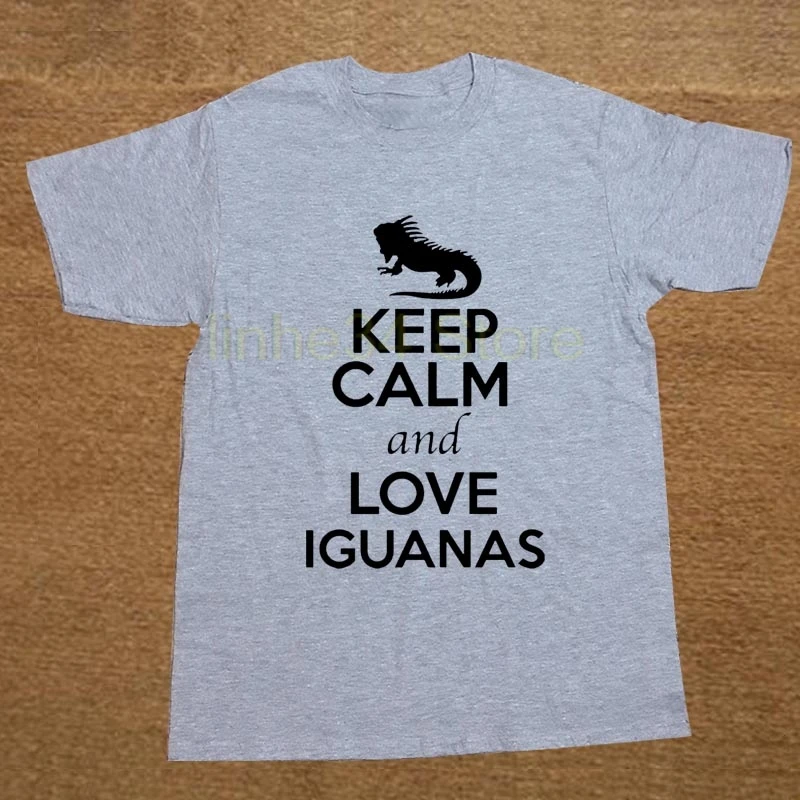 Футболка Для Мужчин's Повседневное короткий рукав Keep Calm And Love игуаны любитель