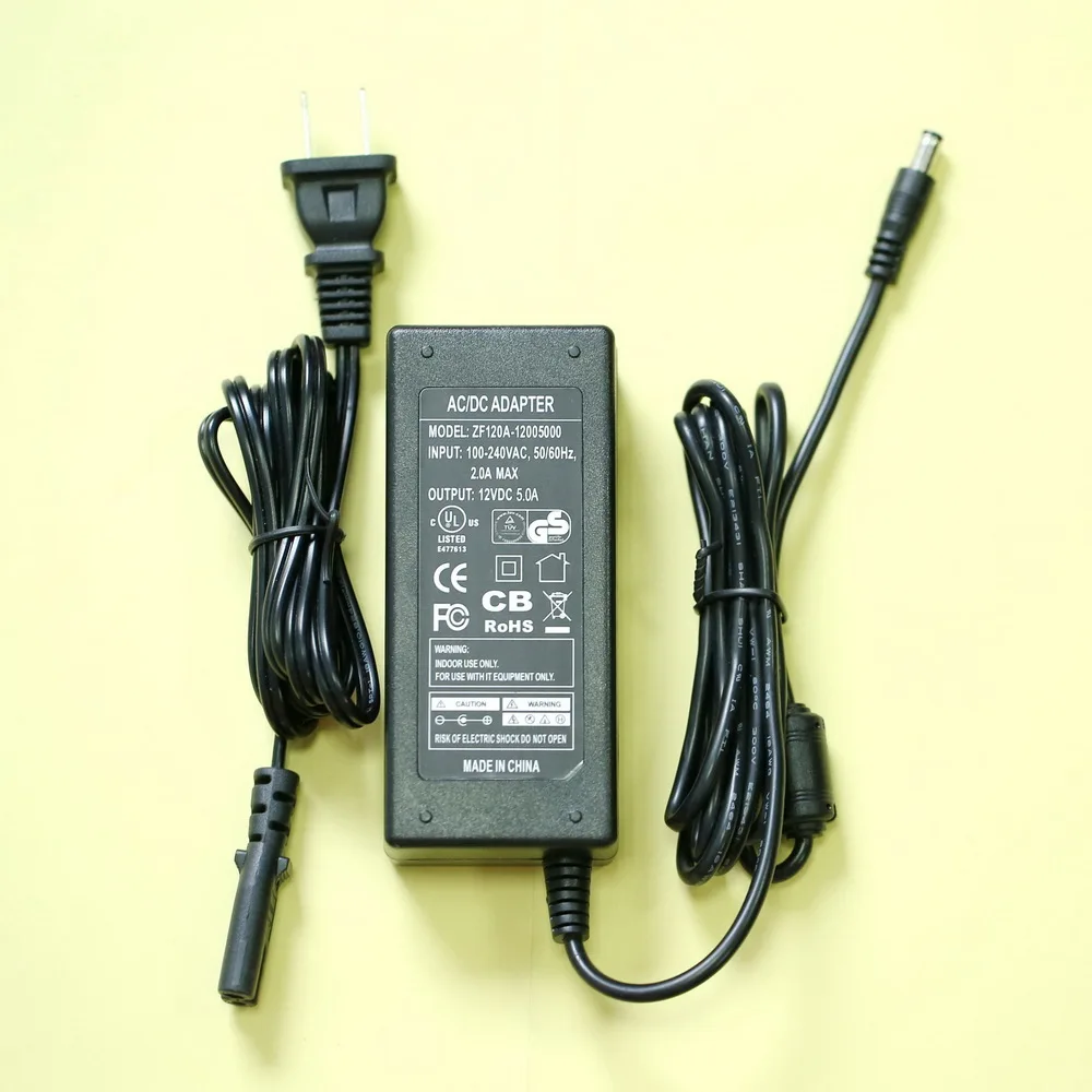 100 шт./лот 12V5A 60 Вт настольный адаптер питания UL CUL GS CE SAA KC CB ROHS Сертифицированный