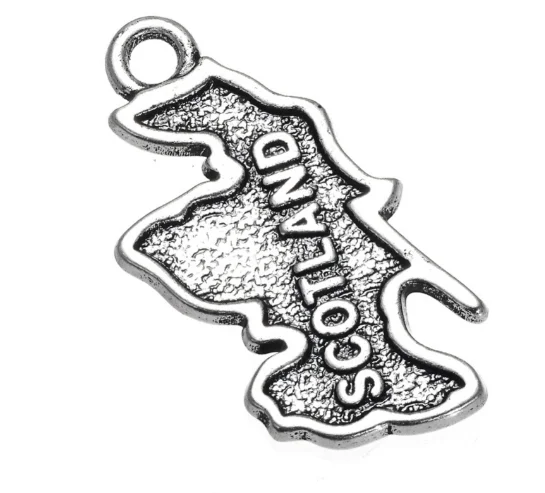 

50pcs ancient silver double side SCOTLAND map alloy Pendant charm Handmade earring bracelet necklace Jewelry DIY 15*23mm