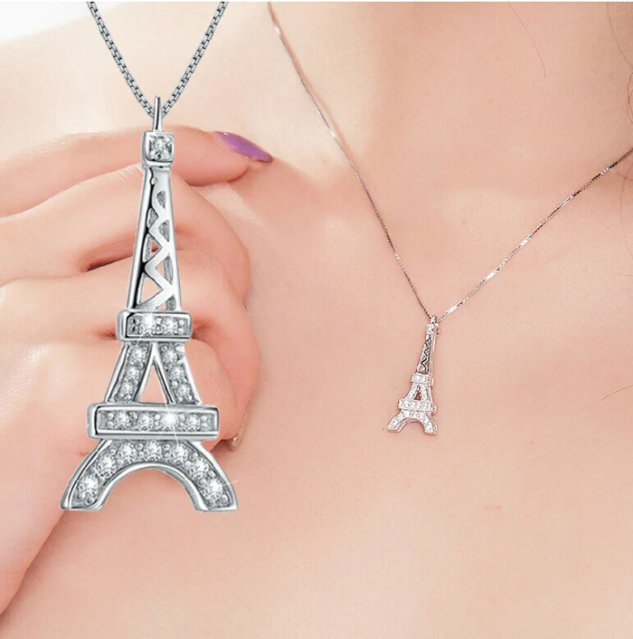 Женское ожерелье с подвеской Эйфелева башня из серебра 925 пробы|fashion necklace|jewelry