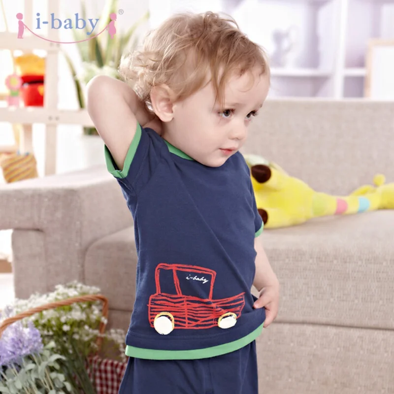 i-baby Baby Clothes Newborn Infant T-shirt Boy Girl 100% Cotton Tees Short Sleeve Kids Cartoon T-Shirts Clothing Navy Green | Детская