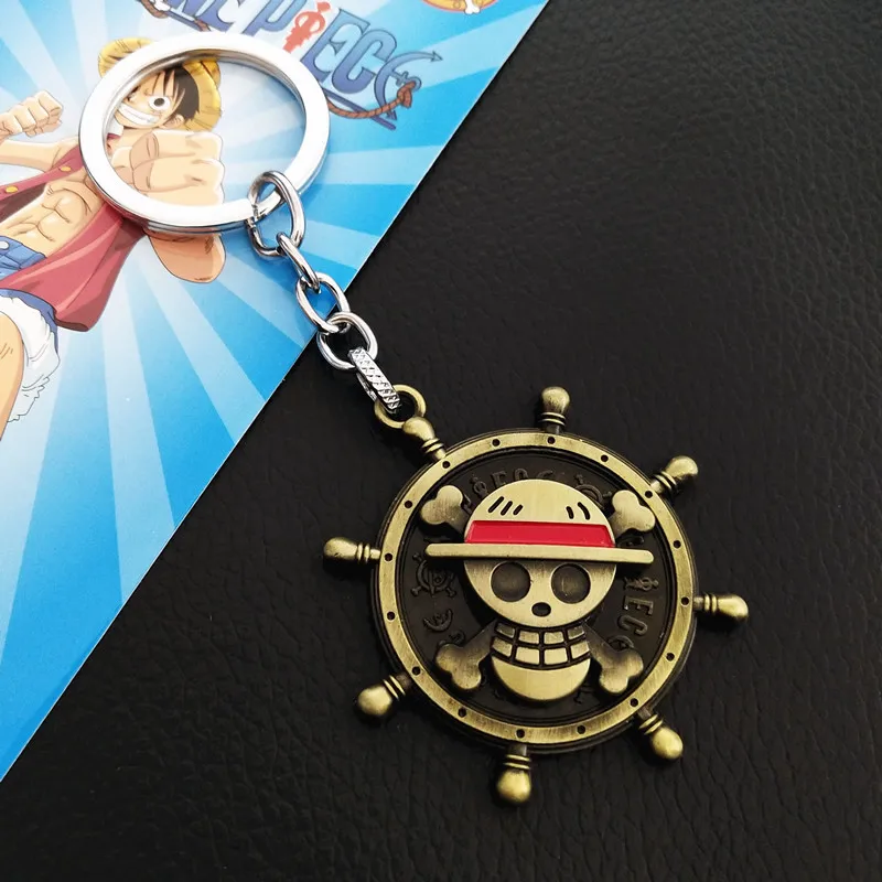Лидер продаж аниме цельный брелок Mokey D Luffy логотип для ключей вращающийся сплав