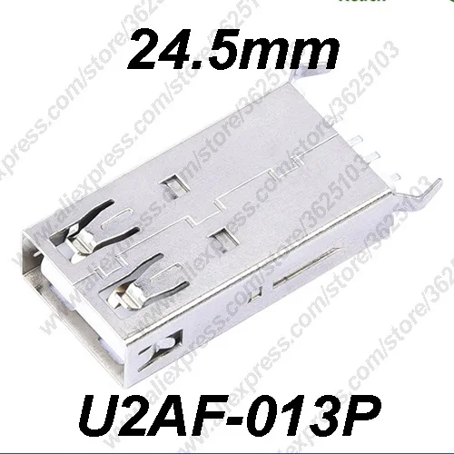 

10 шт., разъем USB 2,0, H = 24,5 мм, гнездо для зарядки с изогнутыми ножками, USB 2,0, гнездо для передачи данных