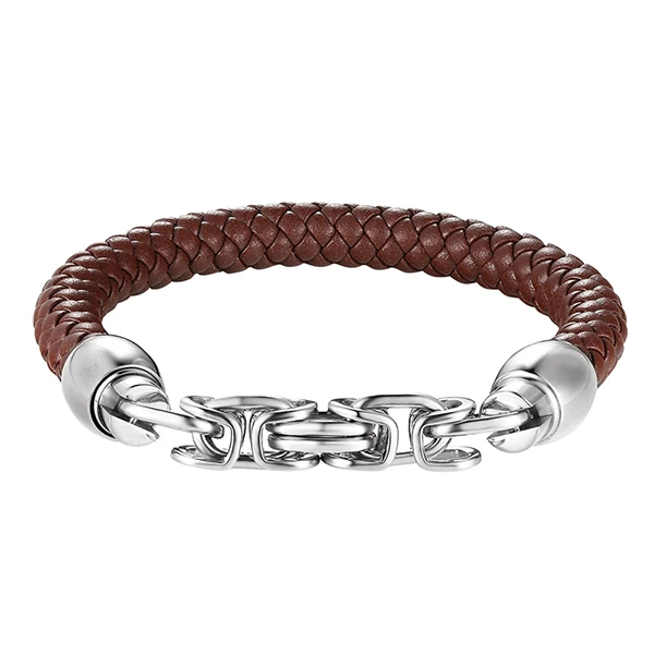 Танк цепи Нержавеющая сталь магнит bracele ювелирных Браслеты коричневый/черный кожа веревки и Цепи Браслеты с подвесками для Для мужчин панк - Окраска металла: 2