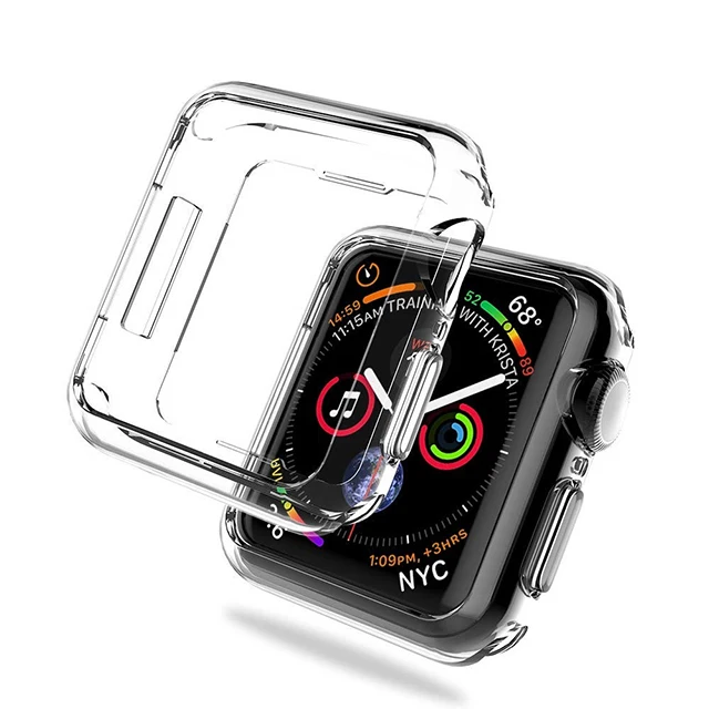 Для Apple Watch, версии 4/3/2/1 полная Защита задняя крышка из ТПУ чехол для часов мягкий прозрачный чехол Экран протектор для наручных часов iWatch, 42 38 мм 44 40 мм