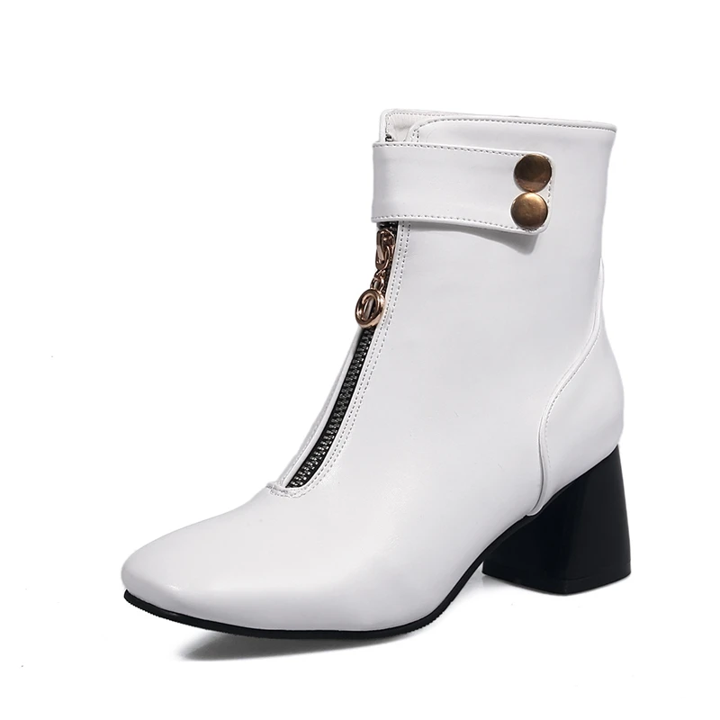 ENMAYER 2020 New style women round toe ankle boots winter lady short plush buckle strap motorcycle ZYL160 | Обувь