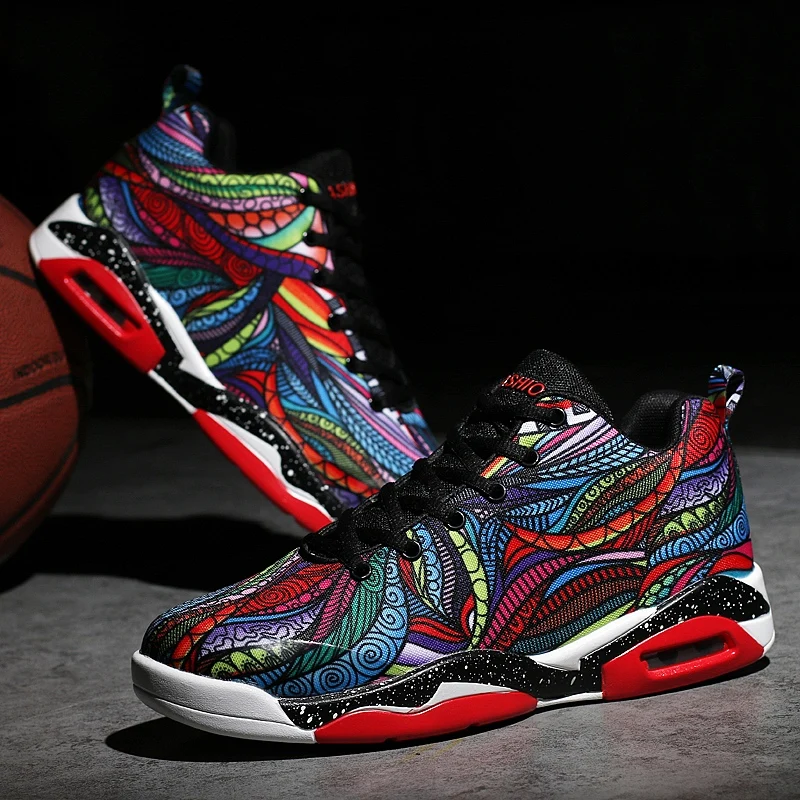 Кроссовки мужские сетчатые с высоким верхом дышащие спортивные кеды граффити