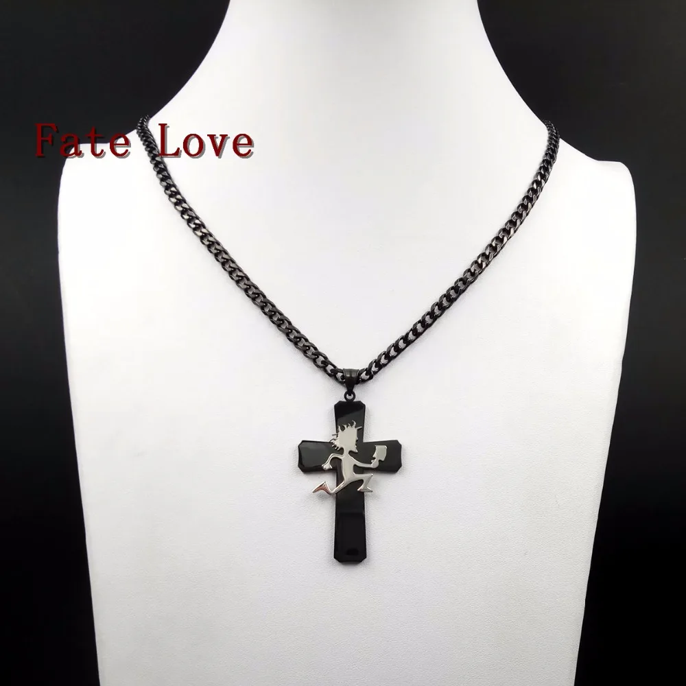 Fate Love Jewelry Black Large Cross Hatchetman Charm ICP Hatchet Man Pendant stainless steel Necklace Curb chain 5mm 24 inch | Украшения и