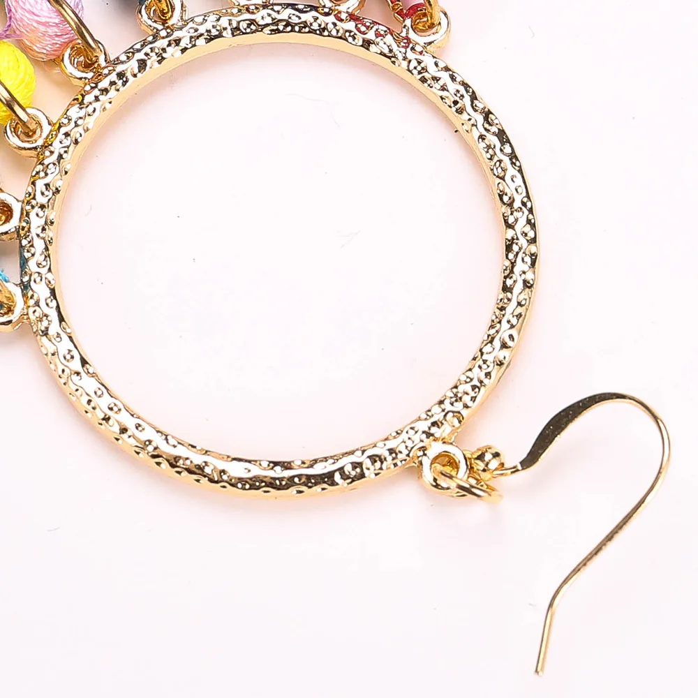 S.VEX Vintage Color Design Tassel Earrings Big Peace Shaped for Women Statement Oorbellen Jewelry Charm Stud | Украшения и