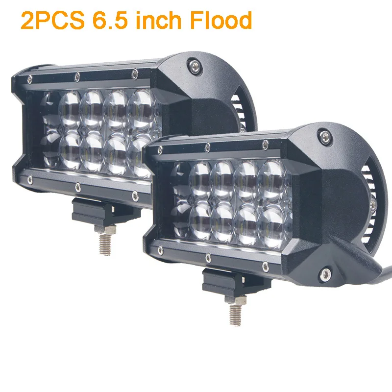 2PC 6.5inch Flood 4D Светодиодный бар 4-42 дюймов светодиодный светильник для внедорожных лодок, автомобилей, грузовиков, трактор ATV SUV 4WD 4x4 12V 24V светодиодный рабочий светильник - Цвет: 2PC 6.5inch Flood 4D