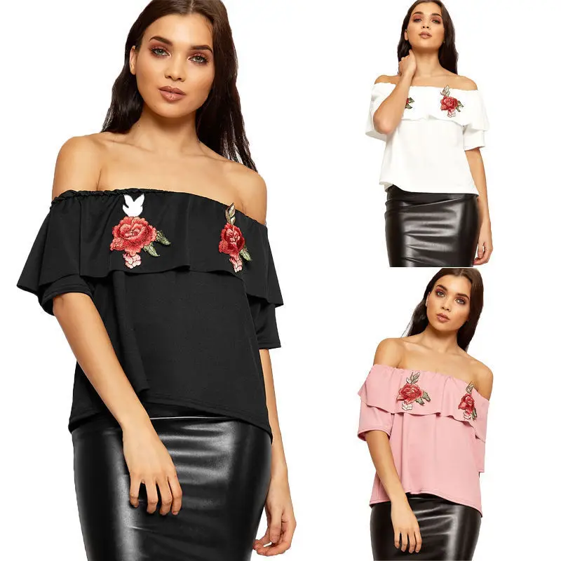 

Женская футболка с открытыми плечами ITFABS, Повседневная пляжная Клубная футболка с цветочным принтом, в стиле бохо, 2019