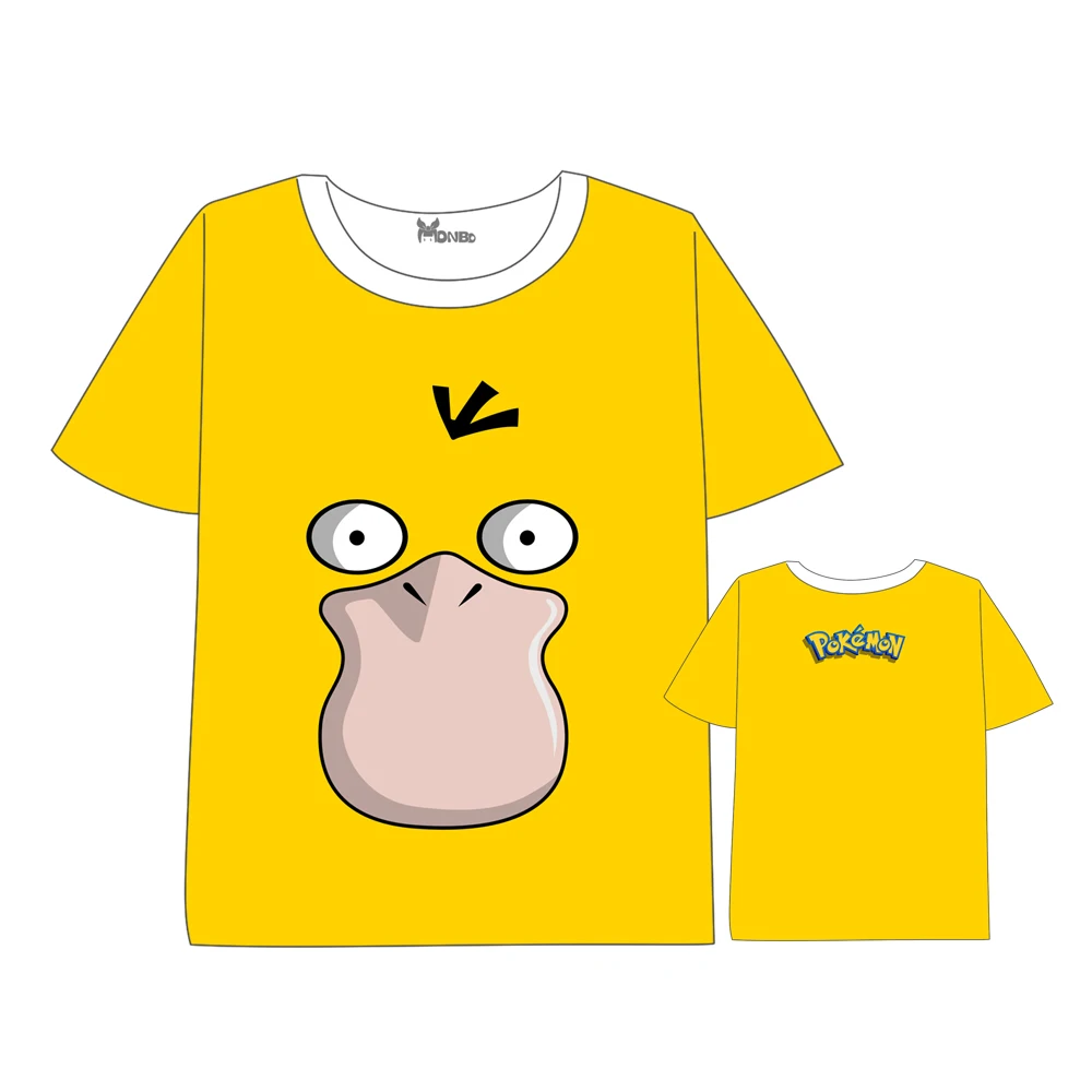 Горячая аниме Покемон Psyduck футболка для мужчин и женщин с коротким рукавом летнее