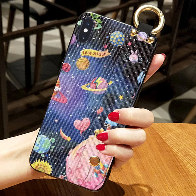 Чехлы с ремешком на запястье для iPhone 11 Pro XS XR MAX Ring Kickstand мягкий чехол из ТПУ X 8 7 6 6S
