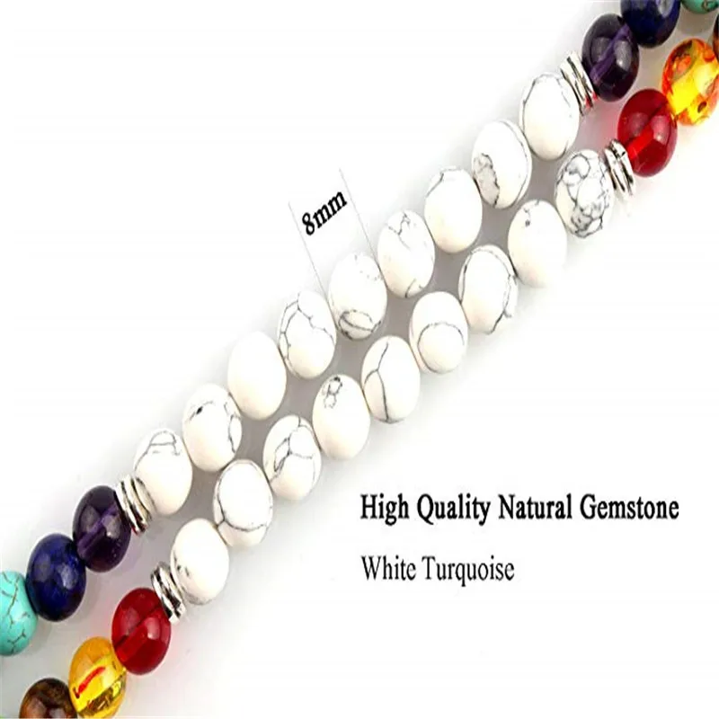 Браслеты мужские Многослойные из натуральных белых лавовых камней Этнические