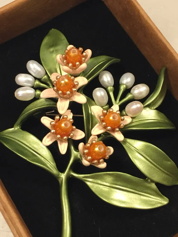 Винтажная брошь CSxjd золотого и белого цвета с натуральным жемчугом зеленая