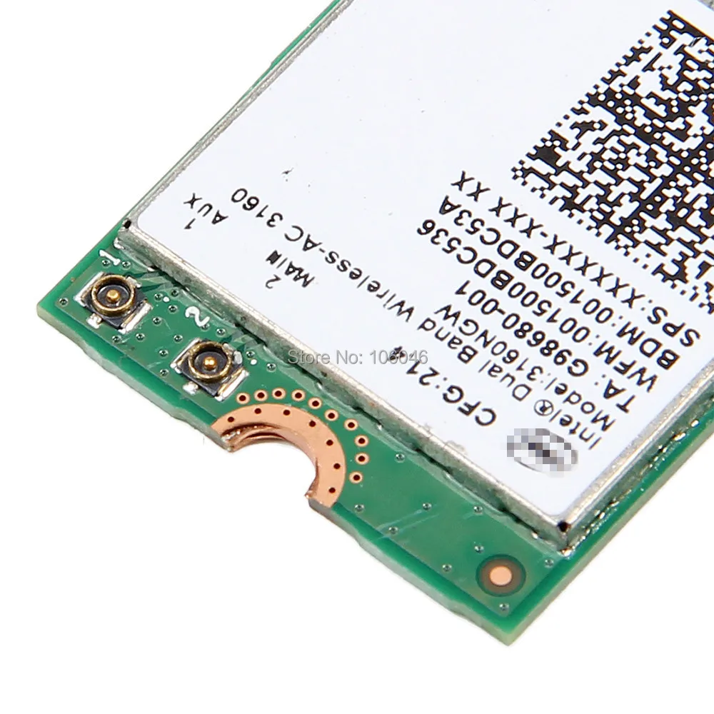 Новый Dual Band Wireless-AC Ноутбука сетевой адаптер Для Intel 3160 3160NGW 802.11ac wi-fi Bluetooth BT 4.0 Мини
