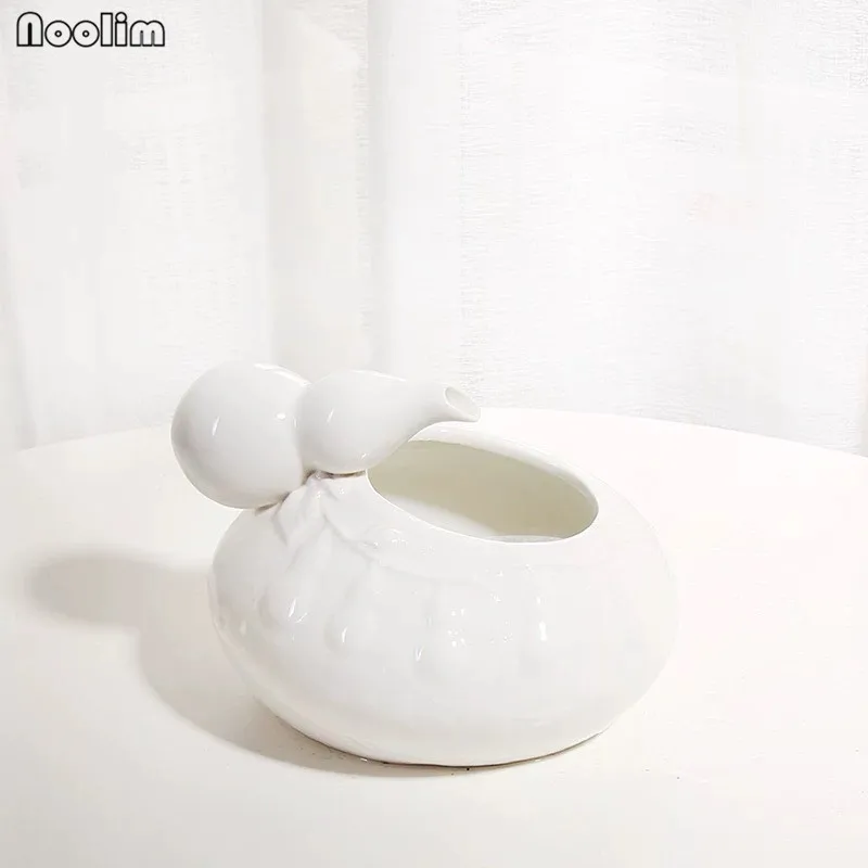 Buy Ceramic Small Fish Tank Gourd Shape Water Fountain Ornaments Office Desktop Feng Shui Minimalist Crafts Home Decor Waterscape on