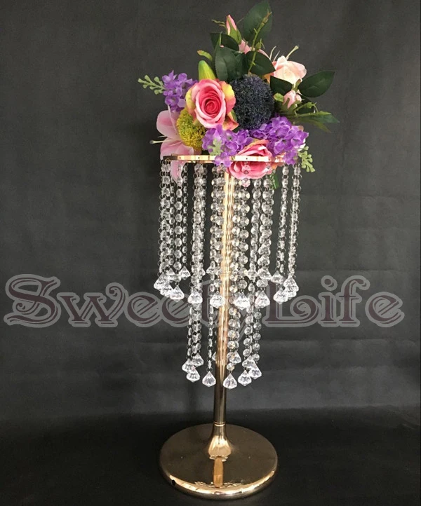 

2 tier Crystal Wedding Flower Stand Table Centerpiece 60cm Tall