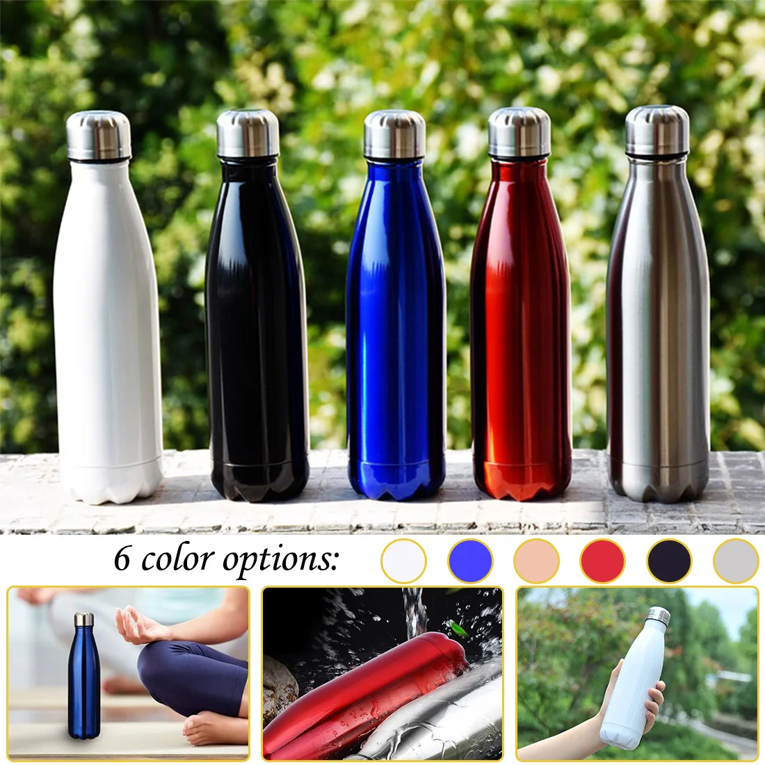 

500ML Vacuum Bottle 304 Stainless Steel Wine Bottle Shape Thermo Water Bottle Car Travel Bowling Flask Vacuum Bottle
