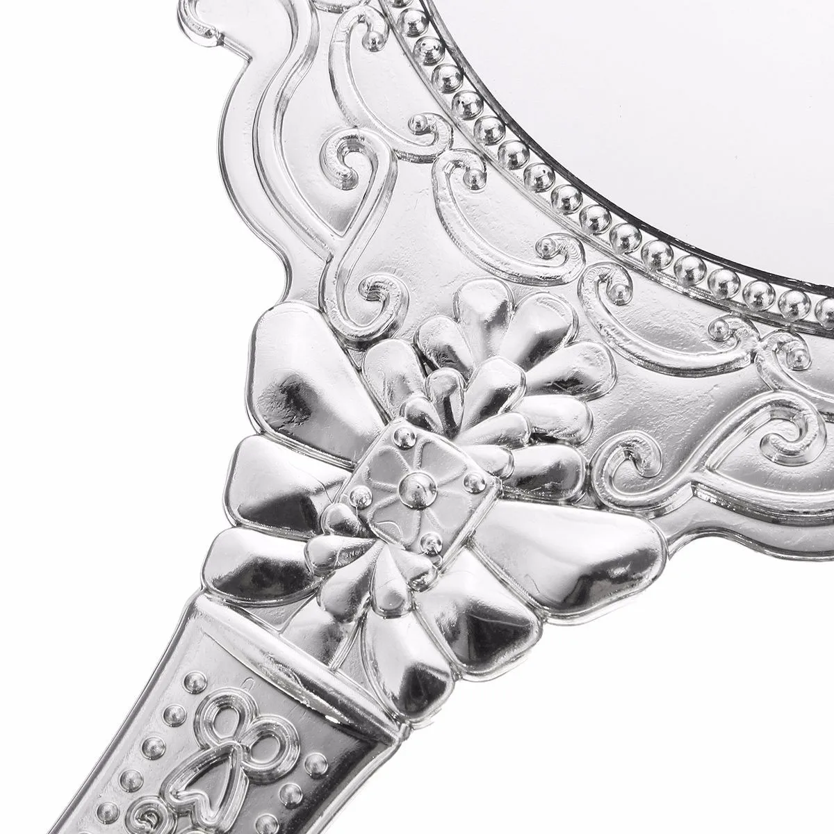 Silver Vintage Mirror Ladies Floral Repousse Oval Round Makeup Hand Hold Princess Lady Beauty Dresser Gift | Красота и здоровье