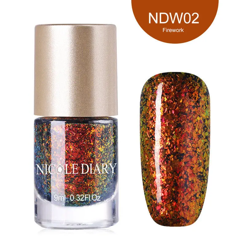 NDW02 NICOLE DIARY Хамелеон пилинг лак для ногтей на водной основе песок Звезда Блеск лак для ногтей на черной основе необходимый лак для ногтей - Цвет: NDW02