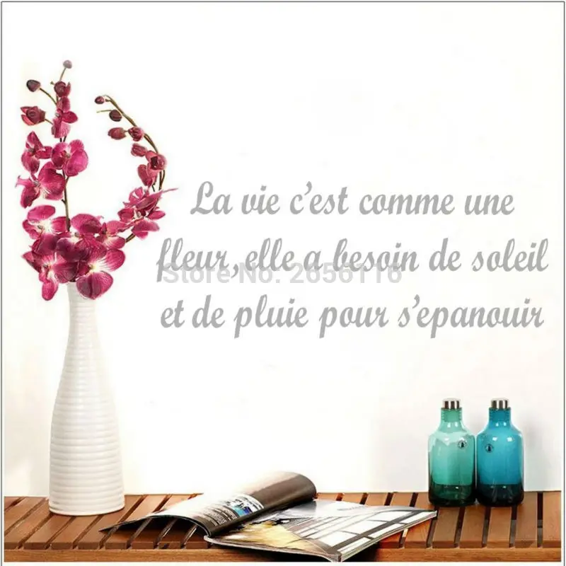 Французские цитаты La Vie Est Comme Une Fleur настенные наклейки для стены в гостиной