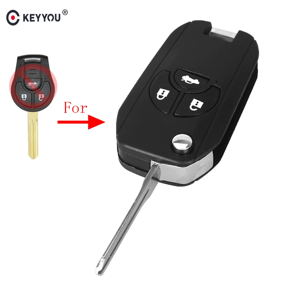 

KEYYOU 10 шт./лот 2 кнопочный флип модифицированный корпус дистанционного автомобильного ключа для Nissan Sylphy переключатель брелок для автомобиля ...