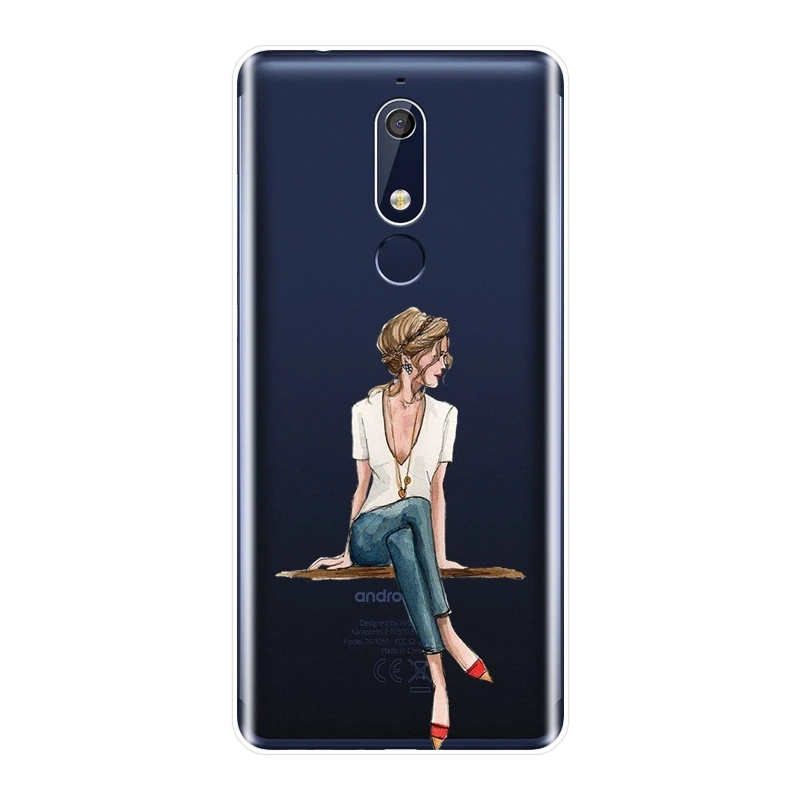 ТПУ черный чехол для девушки Путешествия женщины телефон Nokia 7 1 6 5 3 Plus Мягкий
