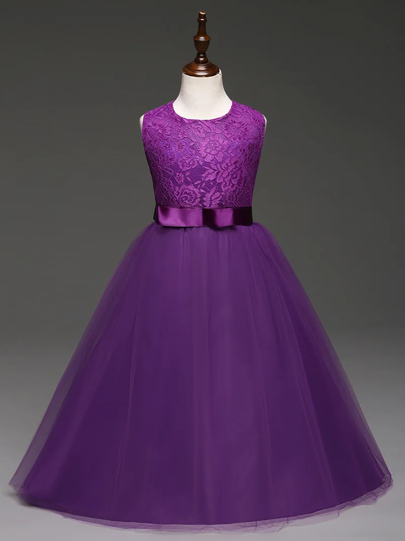 Lace Tea Length Kids Clothes 5 6 7 8 9 10 11 12 13 14 Year Old Girls Dresses Summer 2019 Children Wedding Dress | Детская одежда и