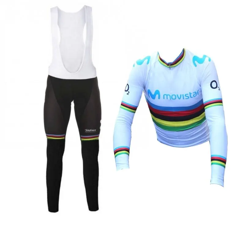 18 white bib Весна Осень чемпион мира Алехандро Вальверде pro TEAM Велоспорт Джерси НАБОРЫ MTB велосипед ткань Ropa Ciclismo Майо гелевая подкладка - Цвет: 18 white bib
