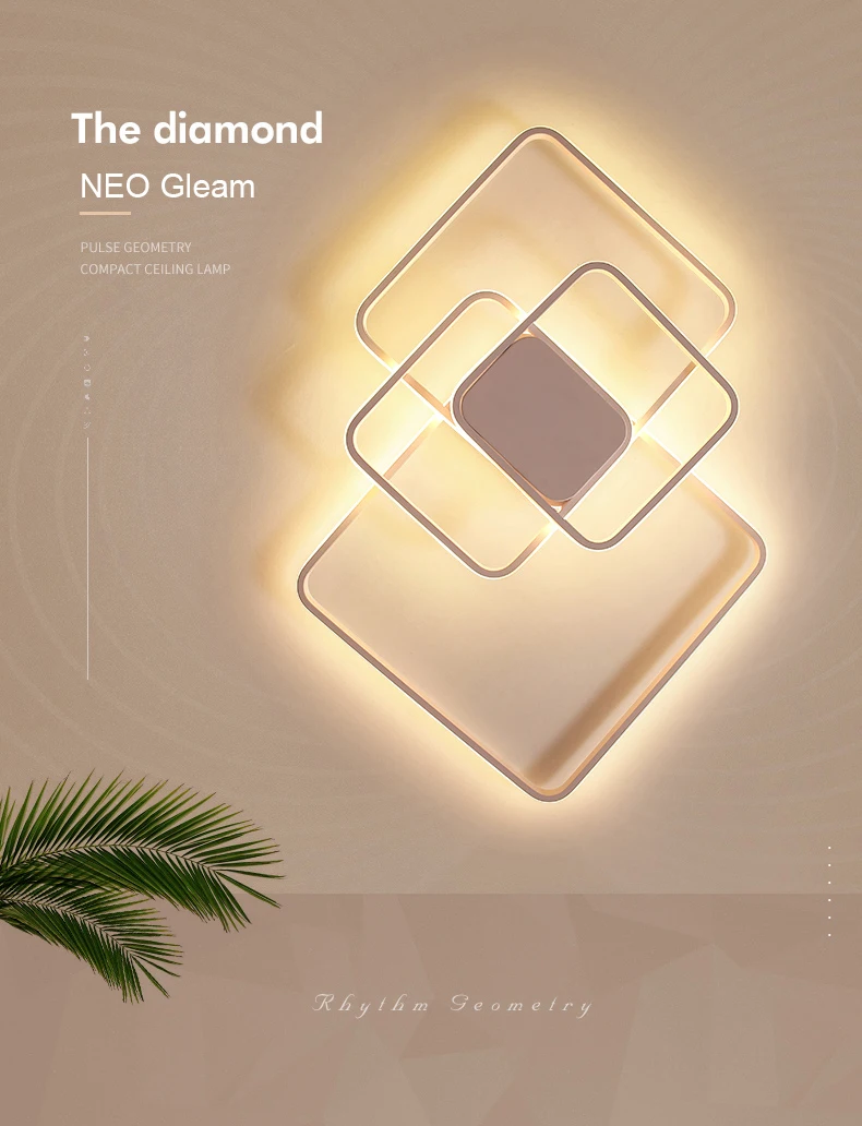 NEO Gleam прямоугольные современные светодиодные потолочные лампы для гостиной спальни Кабинета белый/коричневый цвет квадратный потолочный светильник с RC