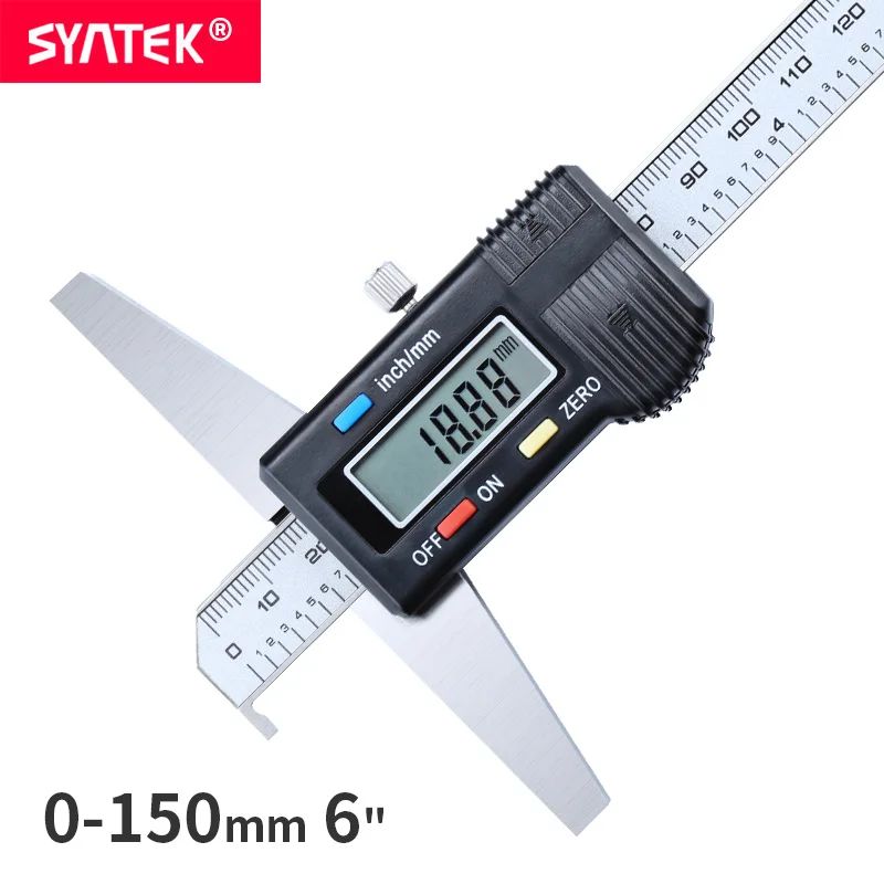 Syntek 0-150 мм " Цифровой Штангенциркуль с одним крюком микрометр из нержавеющей стали электронный цифровой измеритель глубины 150 мм CE