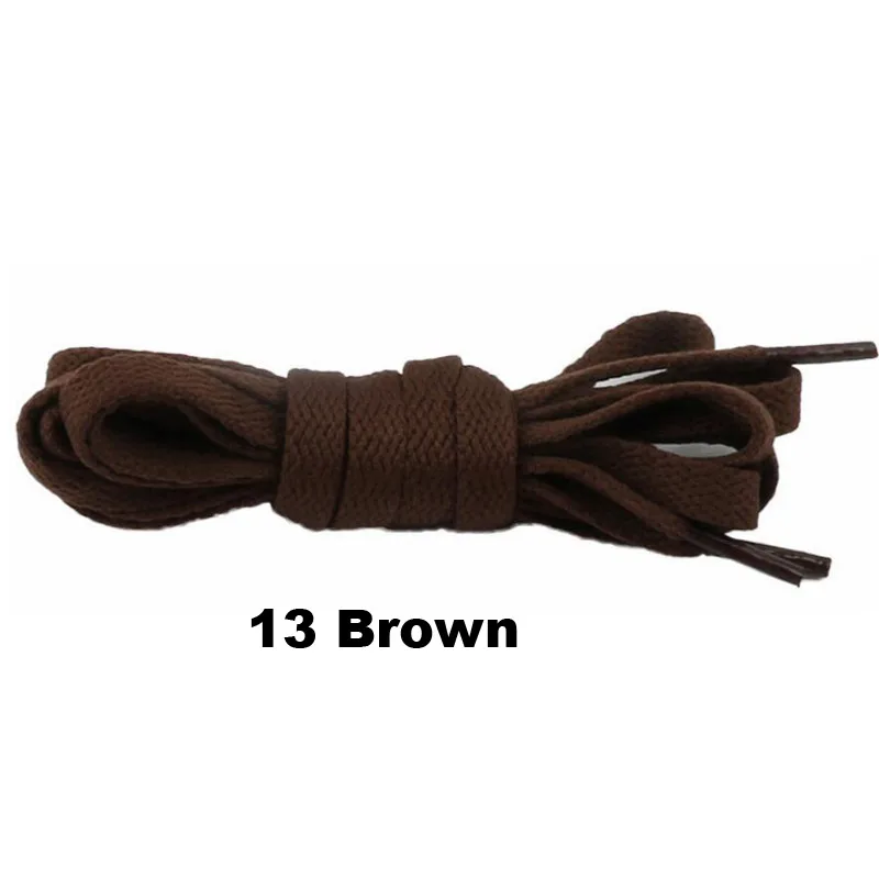 13 Brown 1 пара плоских шнурков из полиэстера и хлопка, повседневные шнурки без воска,, 9 мм Широкие шнурки для спортивной обуви, 60 см/90 см/120 см/150 см - Цвет: 13 Brown