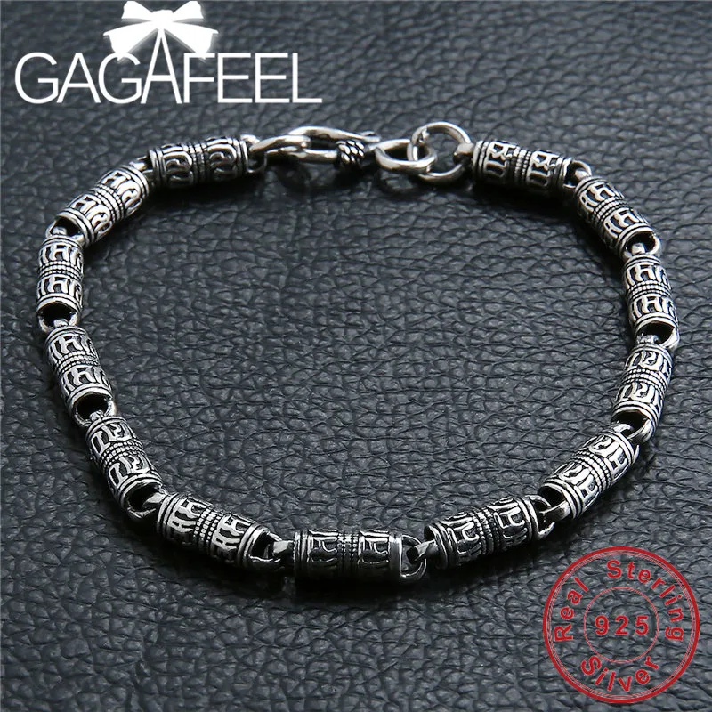 Мужской браслет GAGAFEEL из настоящего чистого 925 пробы серебра 5 мм. Мужские украшения в стиле панк., ювелирные изделия HYB1