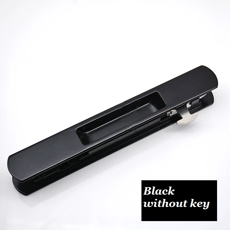 black without key Бесшумные раздвижные дверные замки, Hidde ручка для межкомнатной двери, потяните замок, Современная Противоугонная дверь, деревянный дверной замок, мебельная фурнитура - Цвет: black without key
