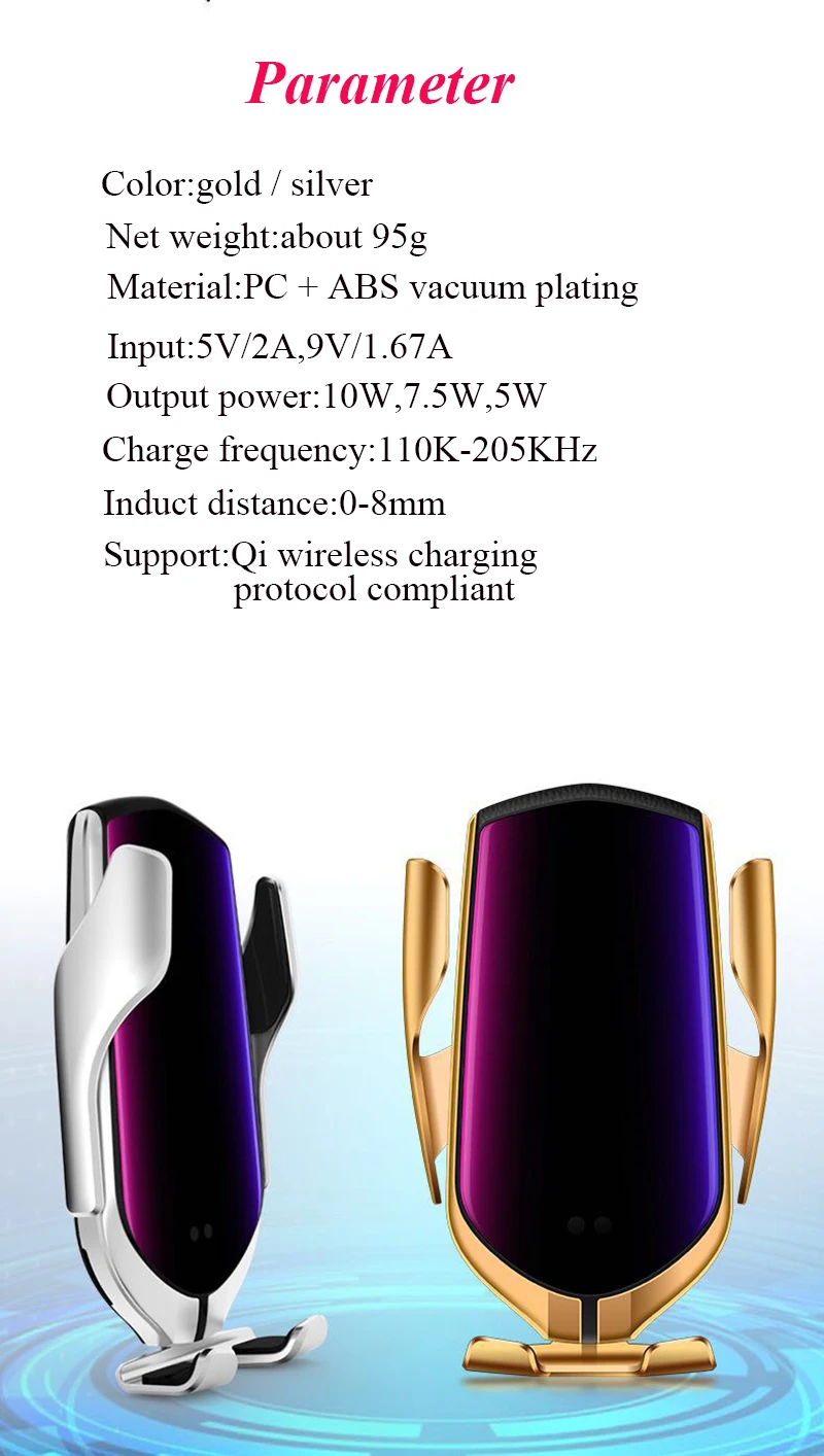 Автомобильное беспроводное зарядное устройство для iPhone XS XR XSMax 10 Вт быстрая Беспроводная зарядка для samsung Galaxy S8 S9 S10 Xiaomi автомобильный держатель телефона Char