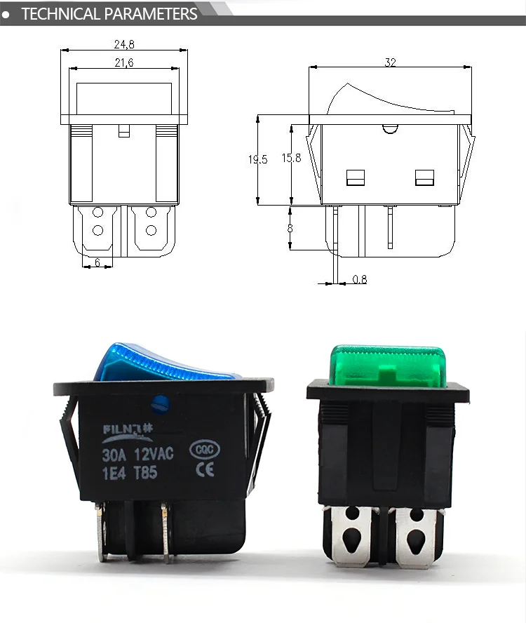Вкл/Выкл На 30A/250V 16A/250V тяжелой нагрузке 4 pin t85 перекидной переключатель с светильник 12V 24V 110V 220V 380V