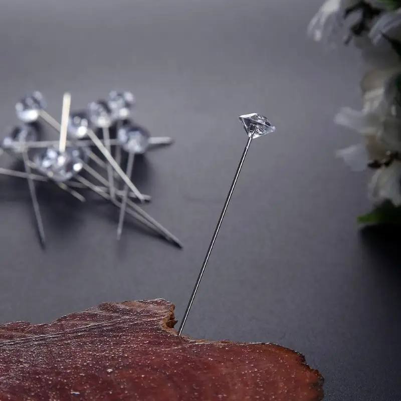 50 шт./компл. 8x53 мм страз штифты DIY Швейные штифты для шитья фиксация иглы Свадебный корсаж украшения шпильки
