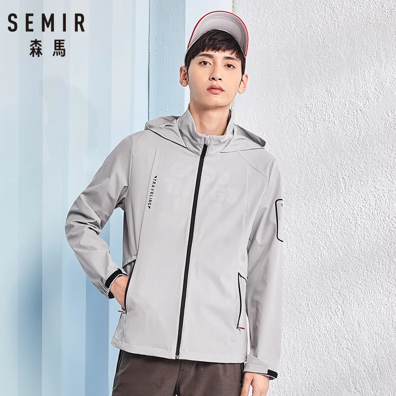 Мужская уличная куртка SEMIR однотонная Повседневная с капюшоном брендовая бомбер