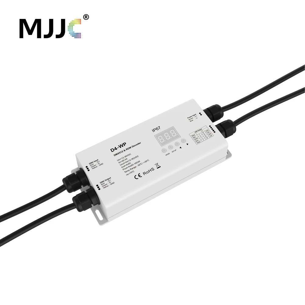 4 канальный DMX 512 RDM декодер водонепроницаемый IP67 DC 12V 24V 36V цифровой дисплей RGBW