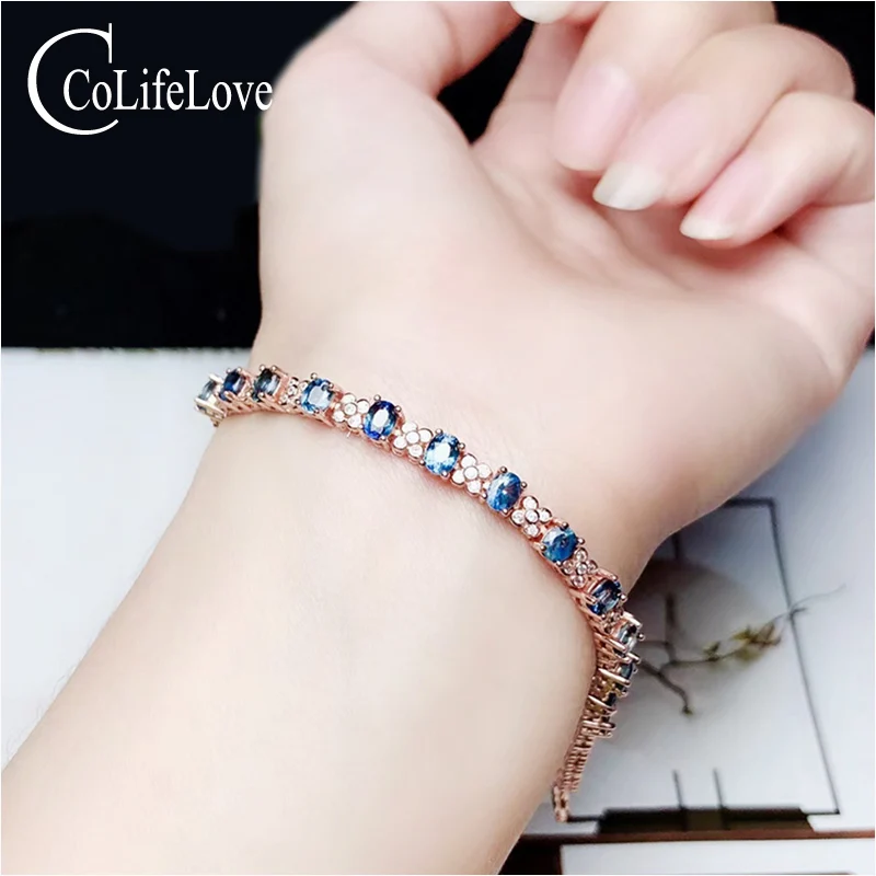 CoLife Jewelry Sterling Silver Sapphire Bracelet for Office Woman Natural Gemstone 925 | Украшения и аксессуары